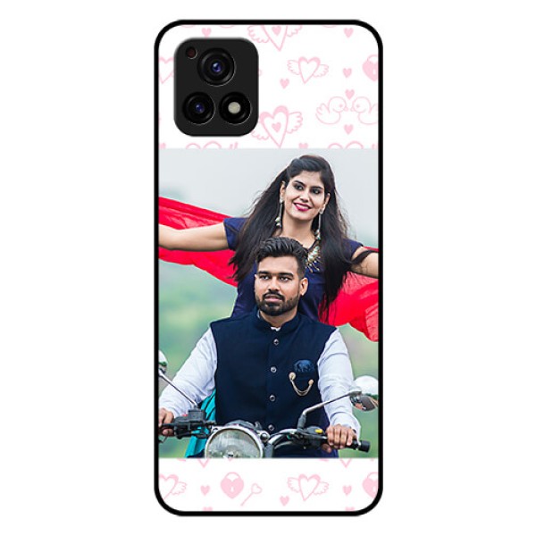 Vivo Y72 5G Custom Glass Mobile Case - Pink Flying Heart Design