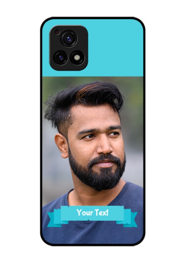 Vivo Y72 5G Personalized Glass Phone Case - Simple Blue Color Design