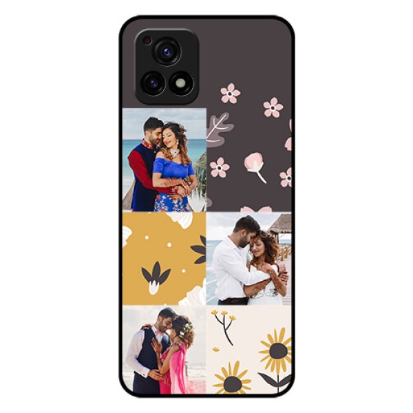 Vivo Y72 5G Photo Printing on Glass Case - 3 Images with Floral Design Vivo Y72 5G Photo Printing on Glass Case - 3 Images with Floral Design