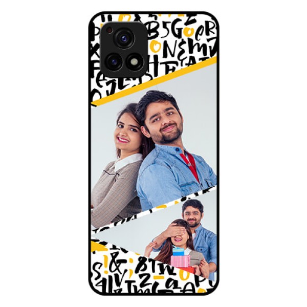 Vivo Y72 5G Custom Glass Mobile Case - Letters Pattern Design