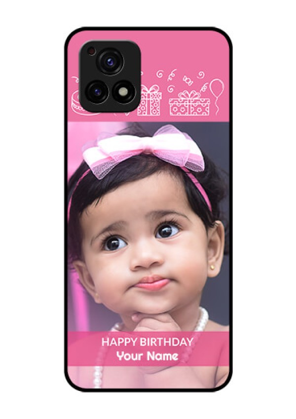 Vivo Y72 5G Photo Printing on Glass Case - with Birthday Line Art Design