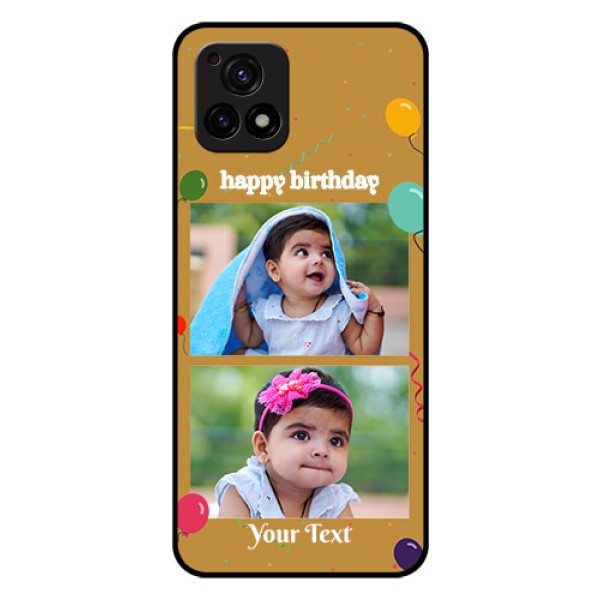 Vivo Y72 5G Personalized Glass Phone Case - Image Holder with Birthday Celebrations Design