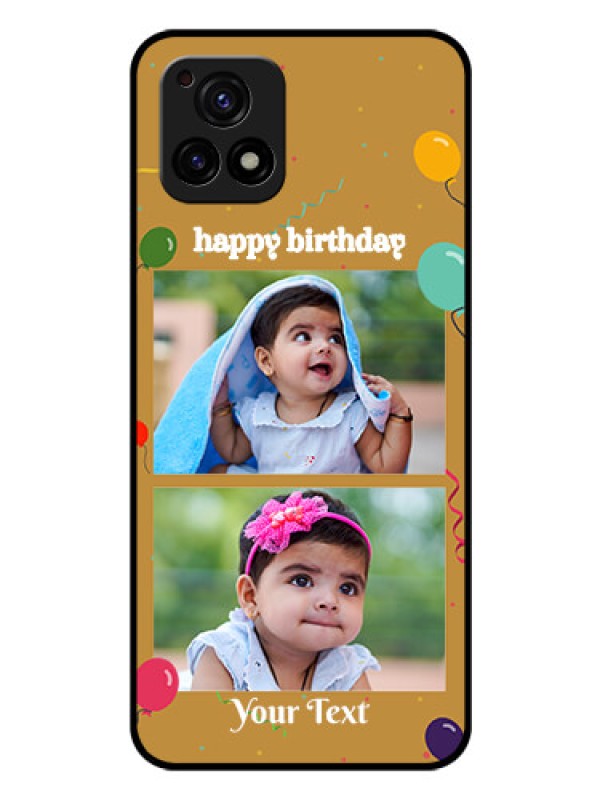Custom Vivo Y72 5G Personalized Glass Phone Case - Image Holder with Birthday Celebrations Design
