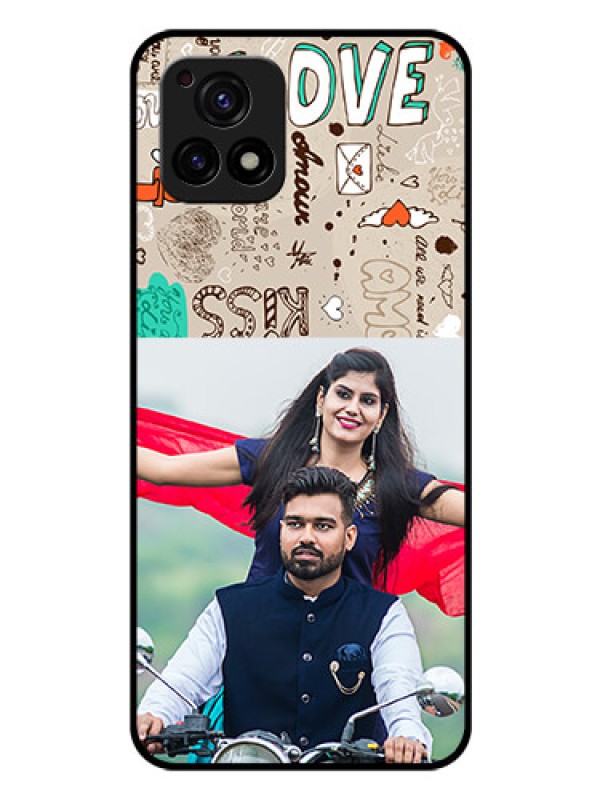 Custom Vivo Y72 5G Custom Glass Phone Case - Love Doodle Pattern
