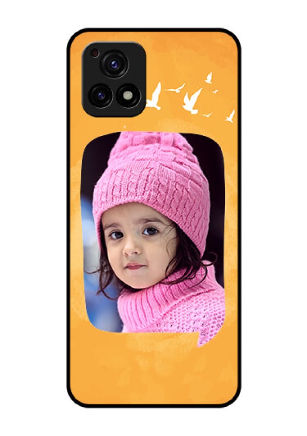 Vivo Y72 5G Personalized Glass Phone Case - Water Color Design with Bird Icons