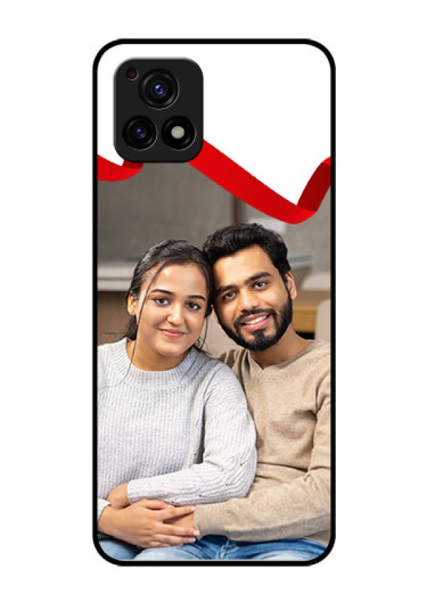 Vivo Y72 5G Photo Printing on Glass Case - Red Ribbon Frame Design