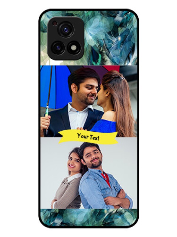 Custom Vivo Y72 5G Personalized Glass Phone Case - Image with Boho Peacock Feather Design