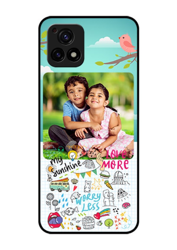 Vivo Y72 5G Photo Printing on Glass Case - Doodle love Design
