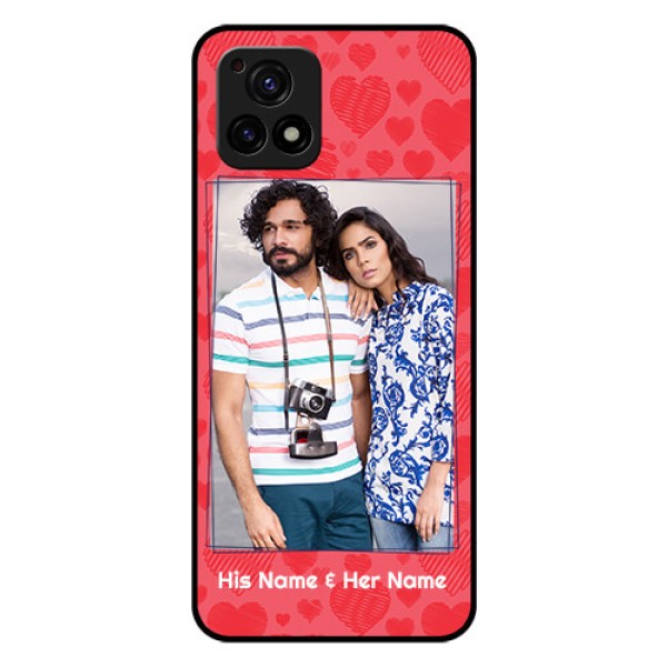Vivo Y72 5G Photo Printing on Glass Case - with Red Heart Symbols Design Vivo Y72 5G Photo Printing on Glass Case - with Red Heart Symbols Design