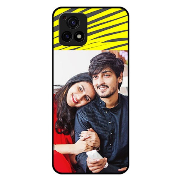 Vivo Y72 5G Photo Printing on Glass Case - Yellow Abstract Design