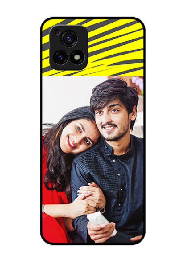 Vivo Y72 5G Photo Printing on Glass Case - Yellow Abstract Design