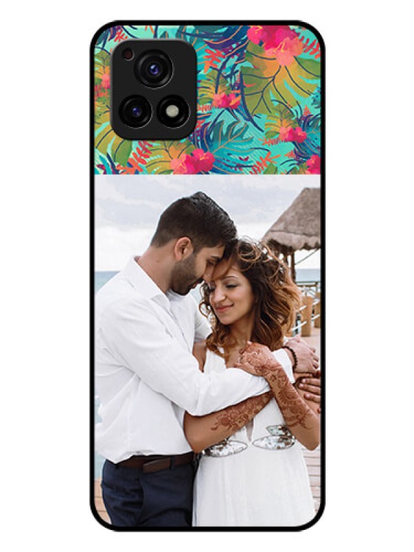 Custom Vivo Y72 5G Photo Printing on Glass Case - Watercolor Floral Design