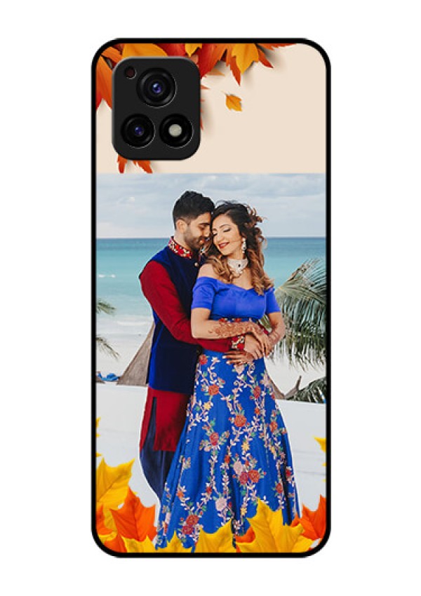 Vivo Y72 5G Photo Printing on Glass Case - Autumn Maple Leaves Design