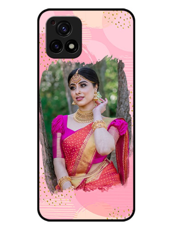 Custom Vivo Y72 5G Personalized Glass Phone Case - Gold Glitter Splash Design