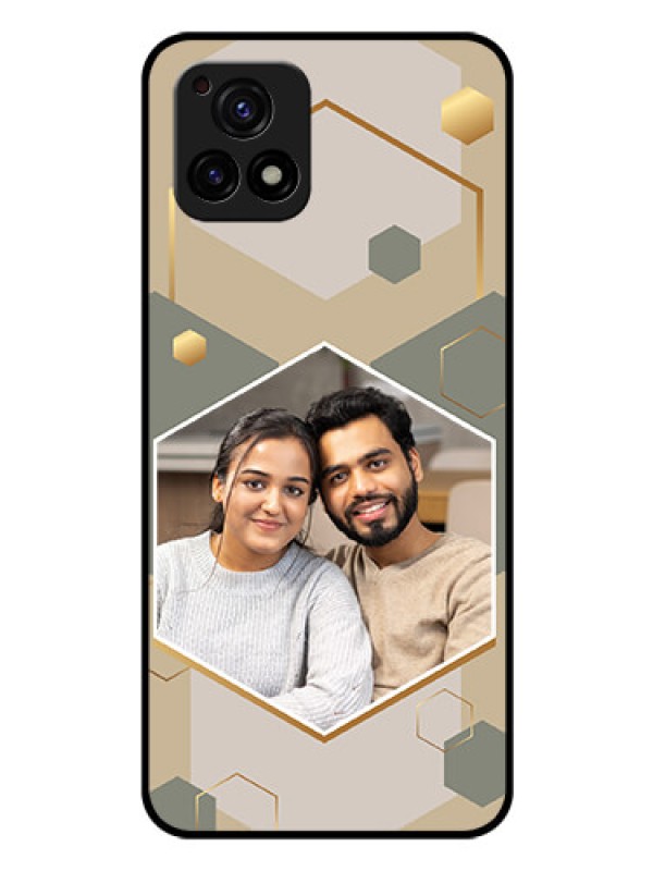 Custom Vivo Y72 5G Photo Printing on Glass Case - Stylish Hexagon Pattern Design