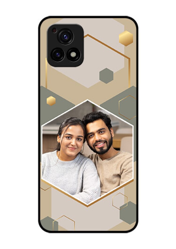 Vivo Y72 5G Photo Printing on Glass Case - Stylish Hexagon Pattern Design