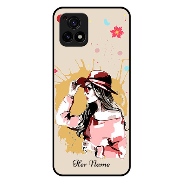 Vivo Y72 5G Photo Printing on Glass Case - Women with pink hat Design