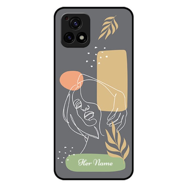 Vivo Y72 5G Custom Glass Phone Case - Gazing Woman line art Design Vivo Y72 5G Custom Glass Phone Case - Gazing Woman line art Design