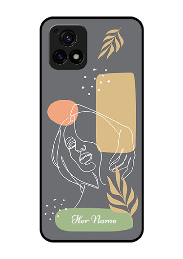 Vivo Y72 5G Custom Glass Phone Case - Gazing Woman line art Design
