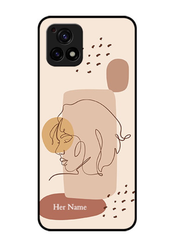Vivo Y72 5G Photo Printing on Glass Case - Calm Woman line art Design