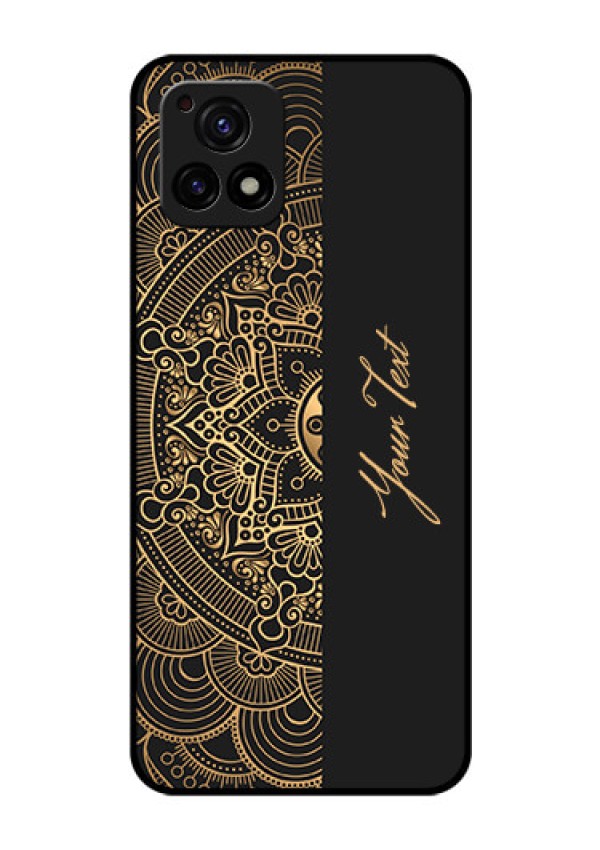 Vivo Y72 5G Photo Printing on Glass Case - Mandala art with custom text Design