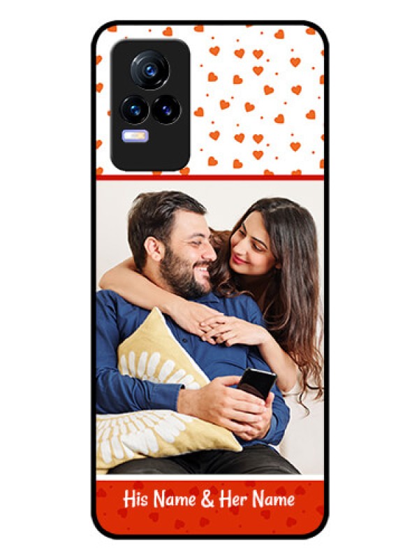 Custom Vivo Y73 Custom Glass Phone Case - Orange Love Symbol Design