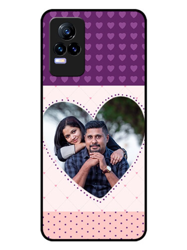 Custom Vivo Y73 Custom Glass Phone Case - Violet Love Dots Design