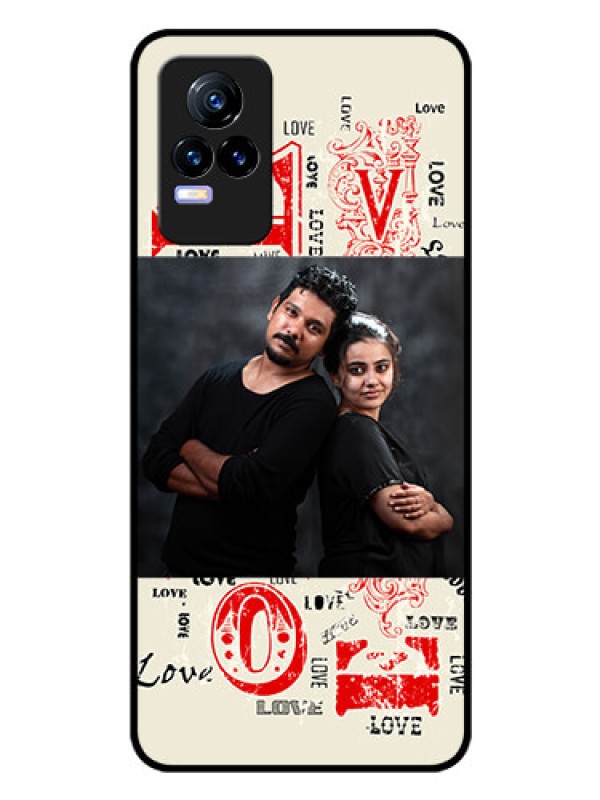 Custom Vivo Y73 Photo Printing on Glass Case - Trendy Love Design Case