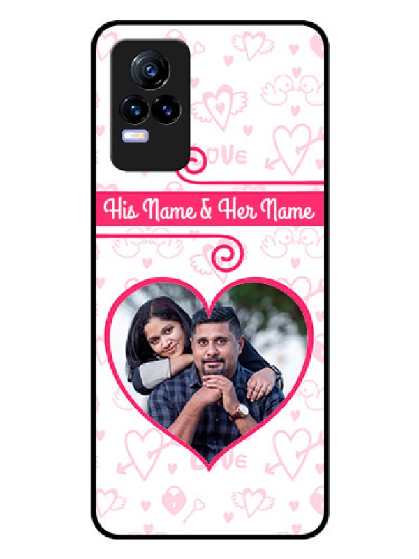 Custom Vivo Y73 Personalized Glass Phone Case - Heart Shape Love Design
