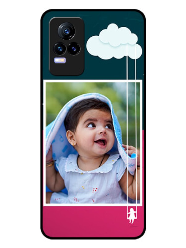 Custom Vivo Y73 Custom Glass Phone Case - Cute Girl with Cloud Design