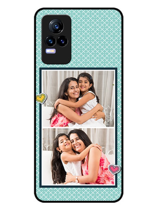 Custom Vivo Y73 Custom Glass Phone Case - 2 Image Holder with Pattern Design
