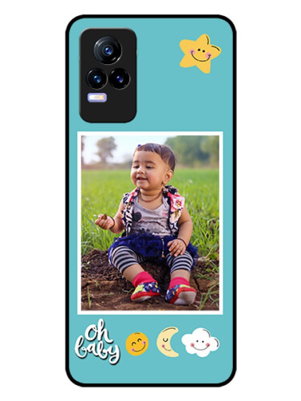 Custom Vivo Y73 Personalized Glass Phone Case - Smiley Kids Stars Design