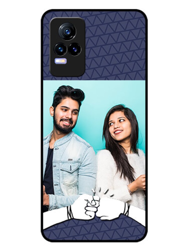 Custom Vivo Y73 Photo Printing on Glass Case - with Best Friends Design 
