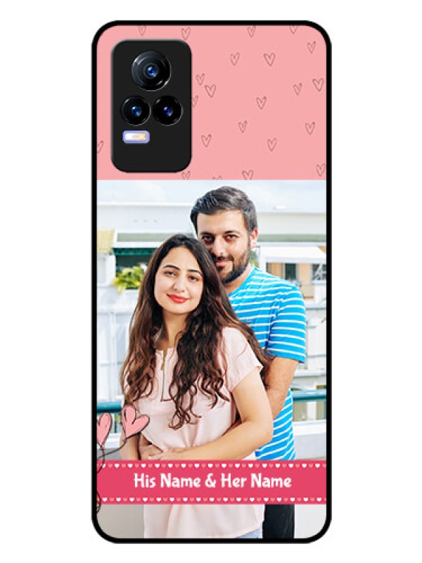 Custom Vivo Y73 Personalized Glass Phone Case - Love Design Peach Color