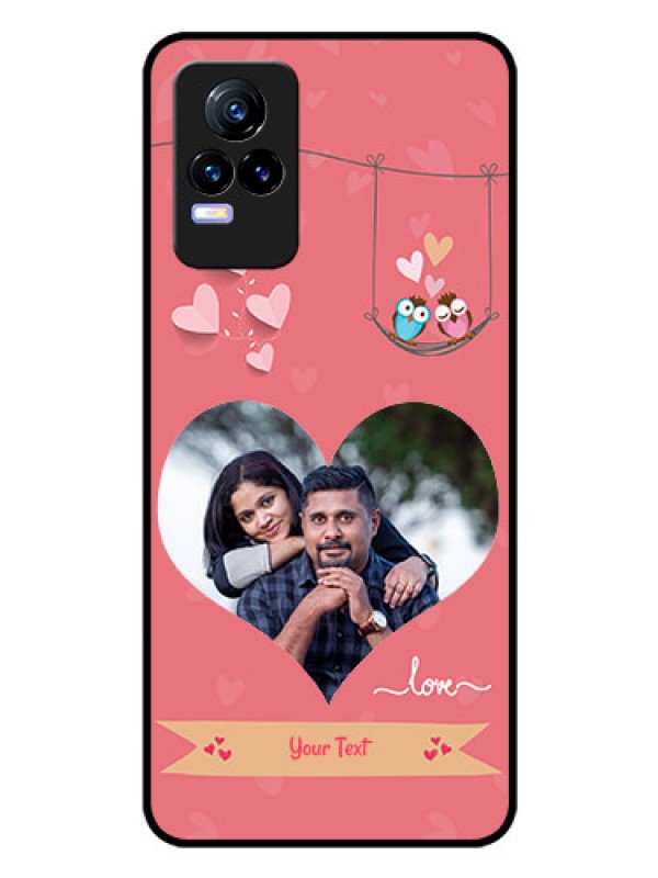 Custom Vivo Y73 Personalized Glass Phone Case - Peach Color Love Design 