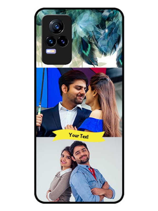 Custom Vivo Y73 Personalized Glass Phone Case - Image with Boho Peacock Feather Design