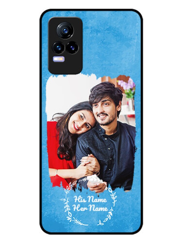 Custom Vivo Y73 Custom Glass Phone Case - Blue Color Vintage Design