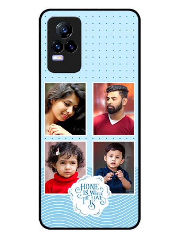 Custom Vivo Y73 Custom Glass Phone Case - Cute love quote with 4 pic upload Design