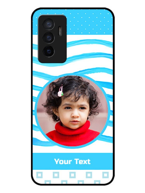 Custom Vivo Y75 4G Custom Glass Phone Case - Simple Blue Case Design