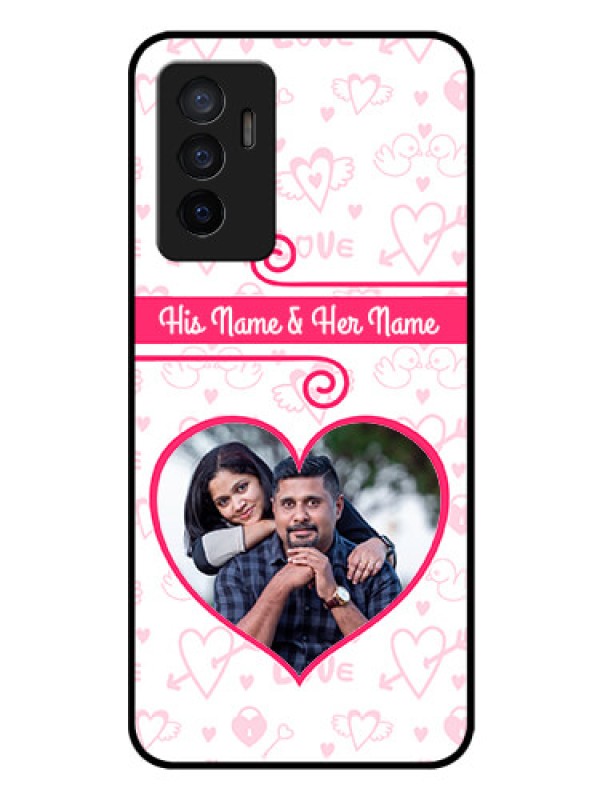 Custom Vivo Y75 4G Personalized Glass Phone Case - Heart Shape Love Design