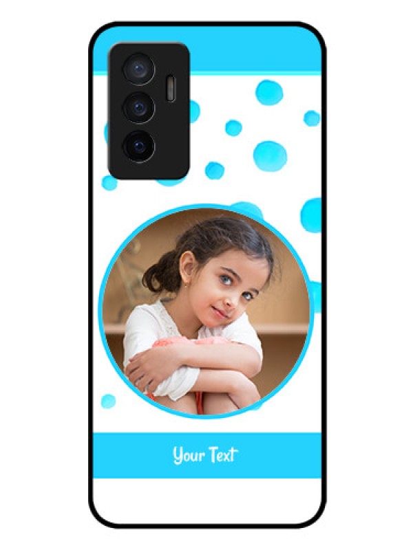 Custom Vivo Y75 4G Photo Printing on Glass Case - Blue Bubbles Pattern Design
