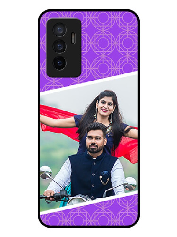 Custom Vivo Y75 4G Custom Glass Phone Case - Violet Pattern Design