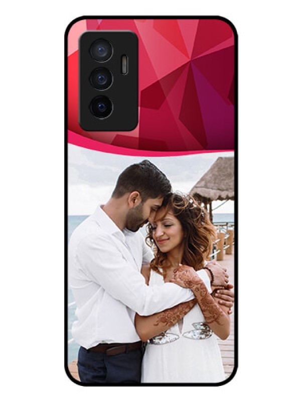 Custom Vivo Y75 4G Custom Glass Mobile Case - Red Abstract Design