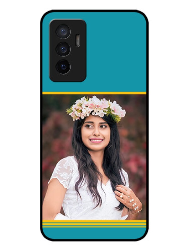 Custom Vivo Y75 4G Custom Glass Phone Case - Yellow & Blue Design