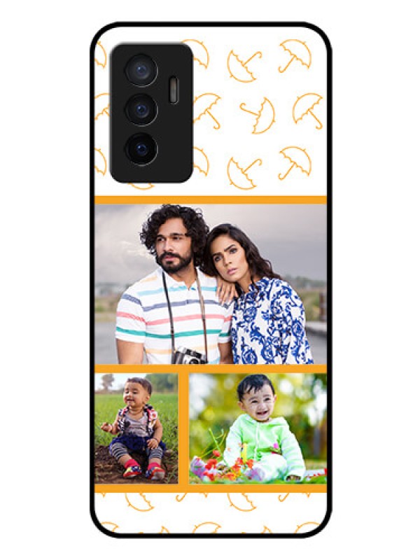 Custom Vivo Y75 4G Custom Glass Mobile Case - Yellow Pattern Design