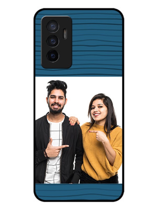 Custom Vivo Y75 4G Custom Glass Phone Case - Blue Pattern Cover Design