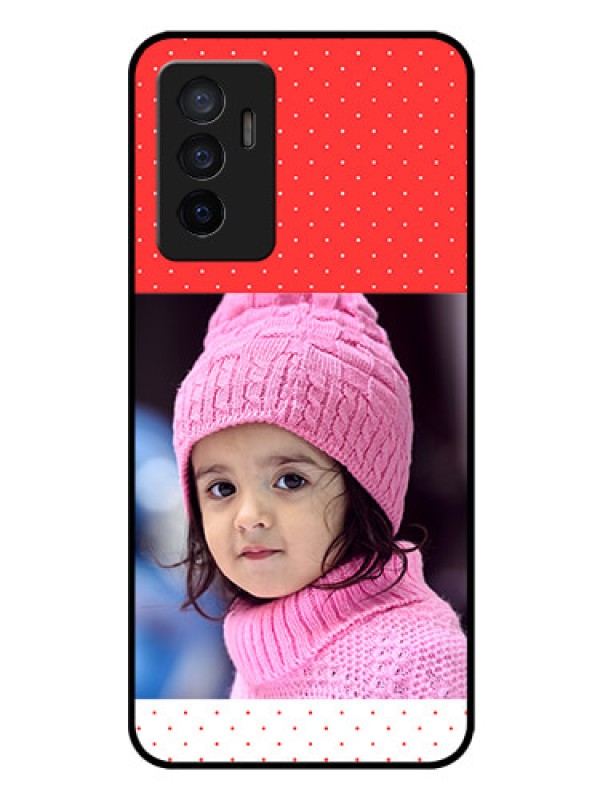 Custom Vivo Y75 4G Photo Printing on Glass Case - Red Pattern Design