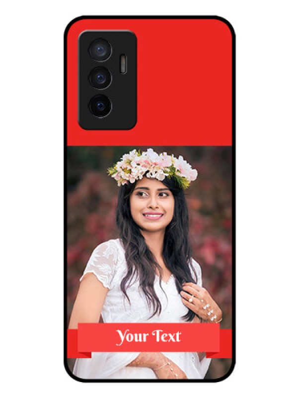 Custom Vivo Y75 4G Custom Glass Phone Case - Simple Red Color Design