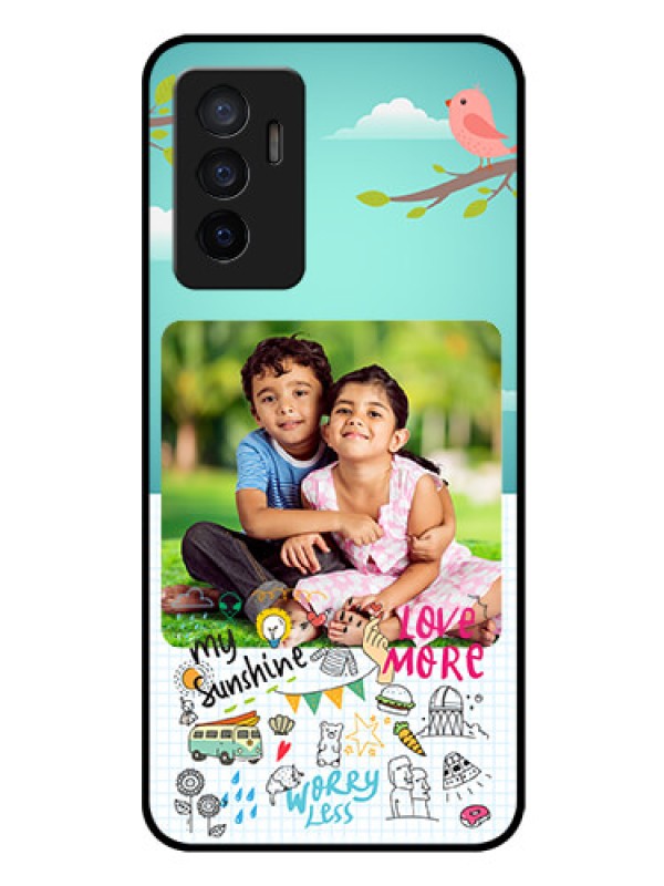 Custom Vivo Y75 4G Photo Printing on Glass Case - Doodle love Design
