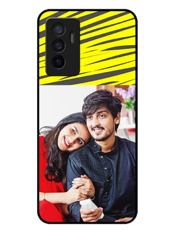 Custom Vivo Y75 4G Photo Printing on Glass Case - Yellow Abstract Design